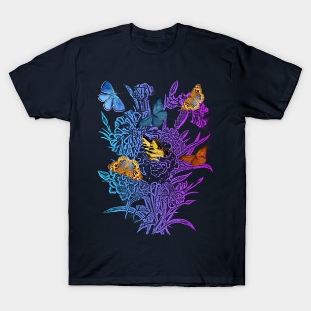 Butterflies on flowers T-Shirt by hardcore repertoire